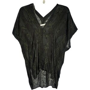 Karlie Olive Snake Print Flowy V-Neck Top Tunic
